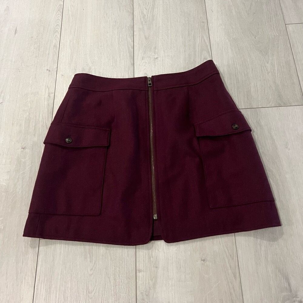 Madewell Burgundy Zip-Front Cargo Pocket Mini Skirt